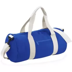 Image of Bagbase Plain Varsity Barrel / Duffle Bag (20 Litres) (One Size) (Bright Royal/off White) - Bright Royal/off White