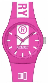 Image of Superdry Pink & White Printed Soft Touch Silicone Strap Watch