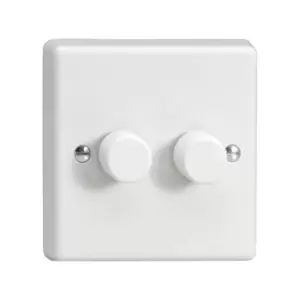 Image of Varilight V-DIM 2x250W 1-Way Rotary Standard Dimmer w/ White Knob - White