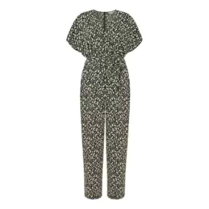 Image of Yumi Black Animal Print Kimono Jumpsuit - Black