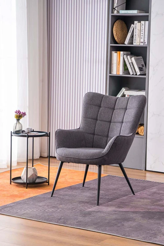 Image of More4Homes Vera Fabric Occasional Living Room Bedroom Modern Metal Legs Accent Chair Armchair (Charcoal)