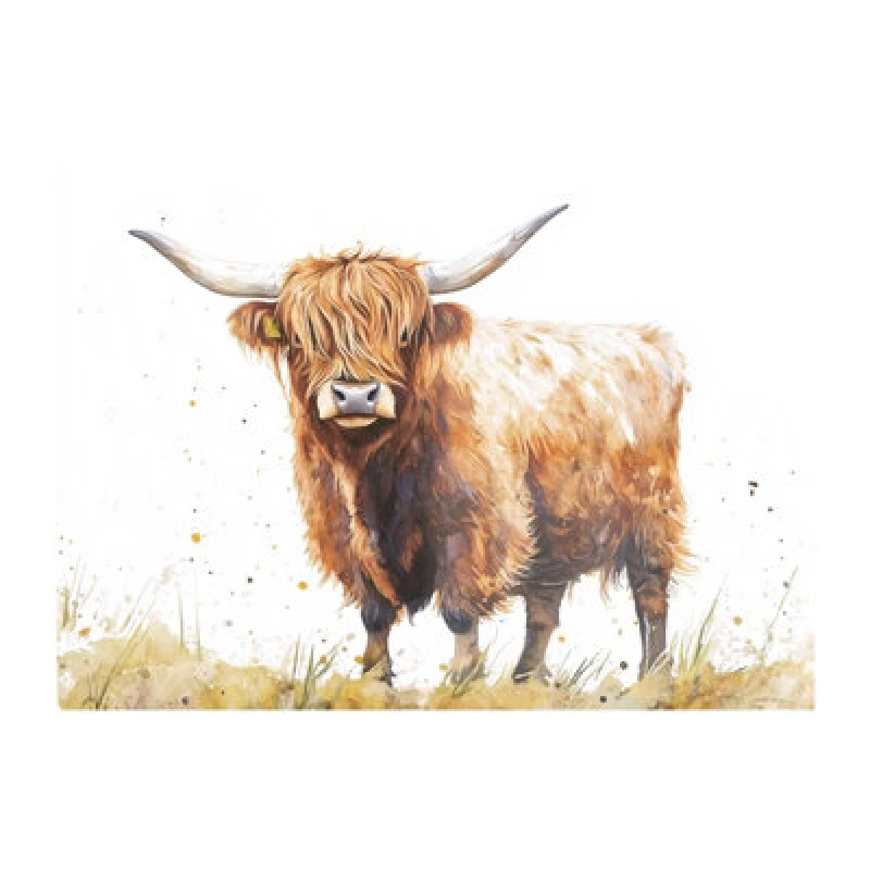 Image of Warren Reed Designer Watercolour Highland Cow Glass Chopping Board