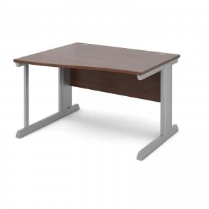 Image of Vivo Left Hand Wave Desk 1200mm - Silver Frame Walnut Top