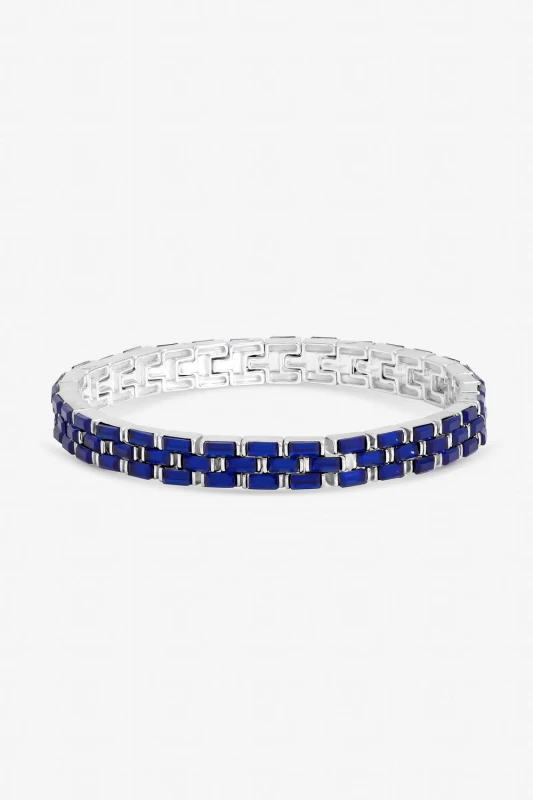 Image of Jon Richard Womens Silver Plated & Sapphire Chain Stretch Bracelet Silver Female One Size