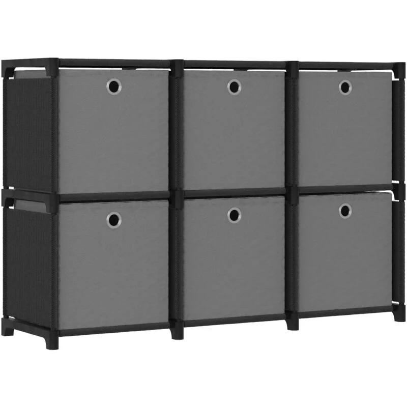 Image of VIDAXL Vidaxl - 6-Cube Display Shelf with Boxes Black 103x30x72.5cm Fabric 8720286042649