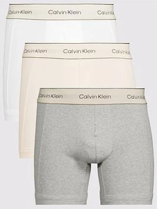 Image of Calvin Klein Mens Boxer Briefs Oystr/Gry/White male Medium