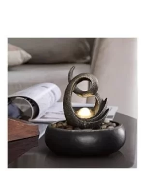 Image of Teamson Home Water Table Top Fountain Indoor Grey Ornament With Lights Pt-Tf0004-Uk