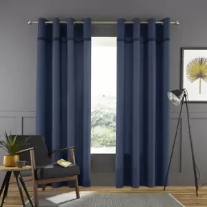 Image of Catherinelansfield - Catherine Lansfield Melville Woven Texture Eyelet Curtains, Navy, 66 x 90 Inch