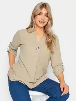 Image of M&Co Statement Button Tab Sleeve Shirt, Natural, Size 20, Women