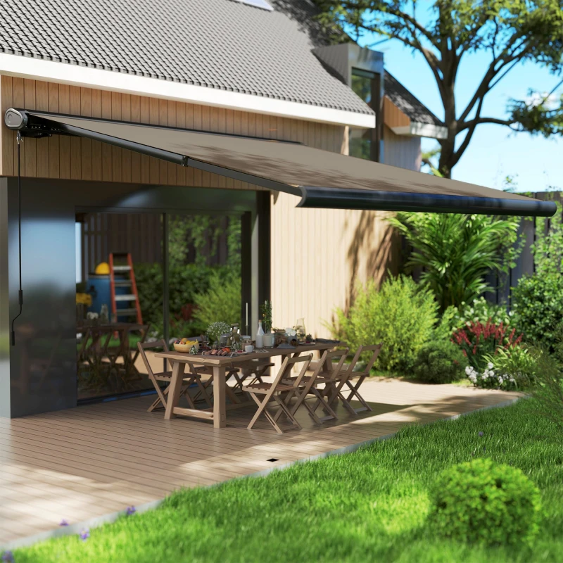 Image of Outsunny Diy Retractable Canopy with Remote Controller for Patio, Light Grey - Outsunny 5063603007055