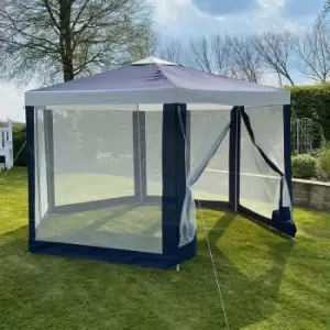 Image of Charles Bentley Hexagonal Gazebo with Mesh Sides, Blue