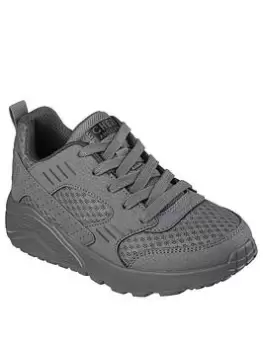 Image of Skechers Boys Uno Lite Ronzo Lace Up Casual Trainer, Charcoal, Size 3 Older