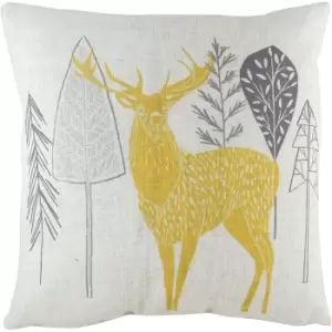 Image of Evans Lichfield Hulder Stag Cushion Cover (One Size) (Natural/Ochre Yellow)