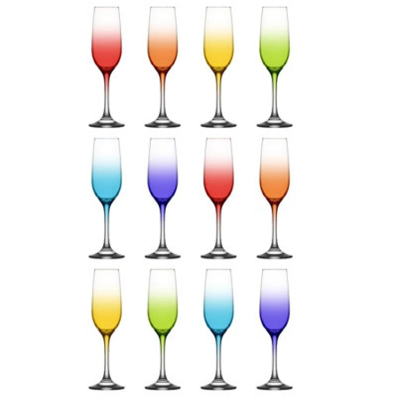 Image of LAV Glassware Lav Fame Glass Champagne Flutes - 215ml - Full Colour - Pack Of 12