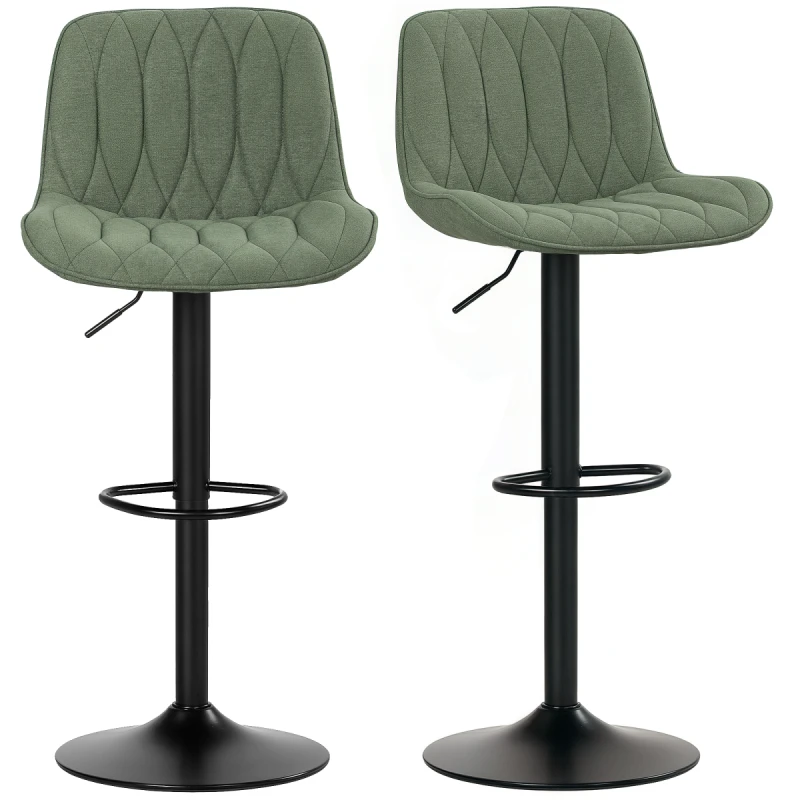 Image of HOMCOM Bar Stools Set of 2, Modern Armless Bar Chairs, Green 83A-281V70GN