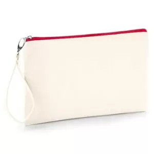 Image of Westford Mill Canvas Wristlet Pouch (26 x 17cm) (Natural/Red)