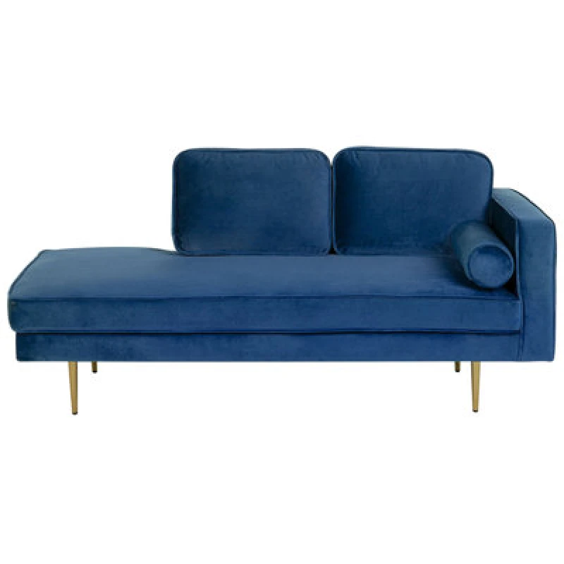 Image of Beliani Right-Hand Chaise Lounge Miramas Velvet Navy Blue
