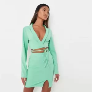 Image of Missguided Jersey Tailored Split Front Mini Skirt - Green