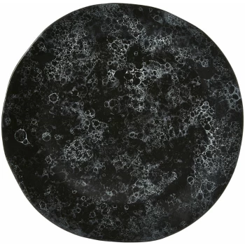Image of Pizza Plate Black Stoneware Round Board / Boards Pizza Plate For Oven / Serving With Shallow Centre And Marble Design 34 x 2 x 34 - Premier Housewares