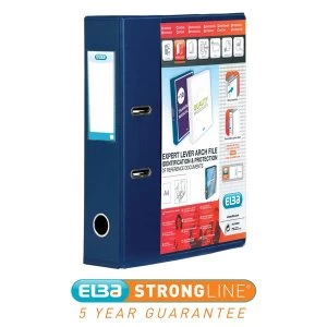 Image of Elba A4 Lever Arch File with Front Pocket PVC 2 Ring 70mm Blue Pack of 10