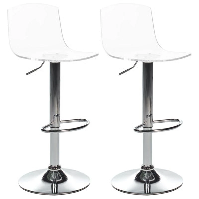 Image of Beliani Set Of 2 Bar Chairs Imola Swivel Transparent
