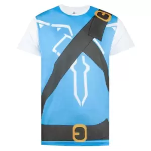 Image of The Legend of Zelda Mens Breath Of The Wild Costume Cosplay T-Shirt (XL) (White/Blue)