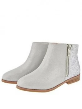 Image of Monsoon Girls Lainey Zip Ankle Boot - Grey, Size 3 Older