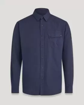Image of Belstaff Pitch Asymmetric Pocket Shirt In Deep Navy - Size M