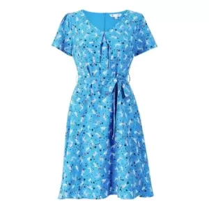 Image of Yumi Blue Dalmatian Print Skater Dress - Blue