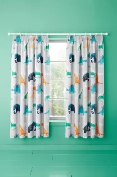 Image of 'D Is For Dino' Pair of Pencil Pleat Curtains