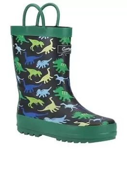 Image of Cotswold Dinosaur Wellington Boot - Navy, Size 9 Younger