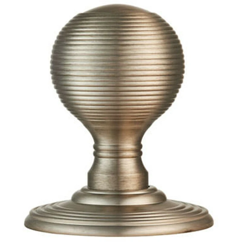 Image of Loops PAIR Round Textured Mortice Door Knob 50mm Dia Satin Nickel Beehive Handle Metallics unisex