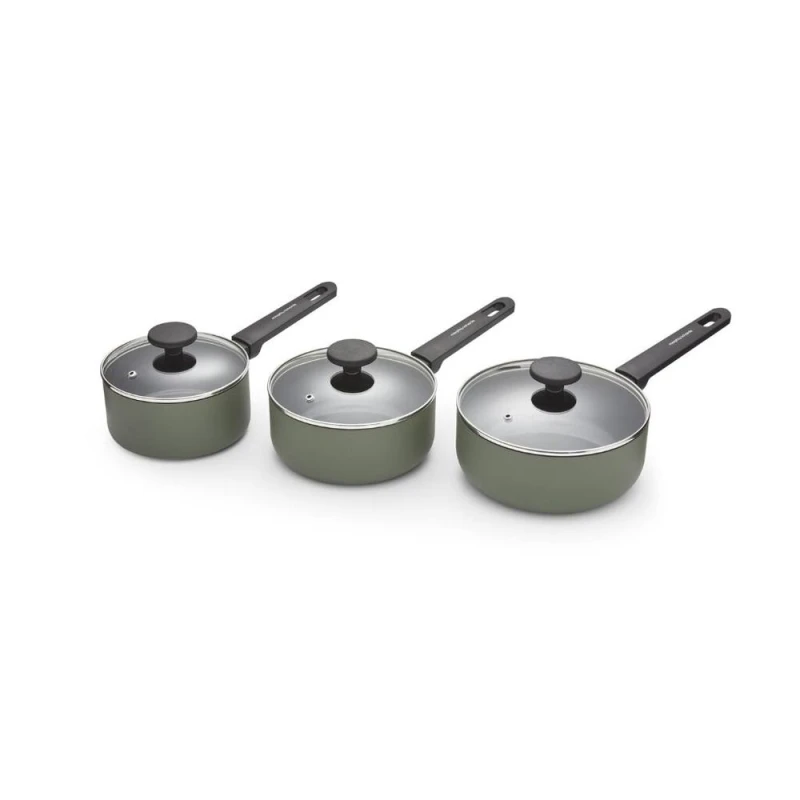 Image of Morphy Richards 3 Piece Recycled Aluminium Saucepan Set Green ONE SIZE