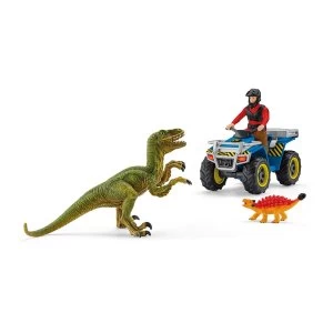 Image of SCHLEICH Dinosaurs Quad Escape from Velociraptor Toy Playset
