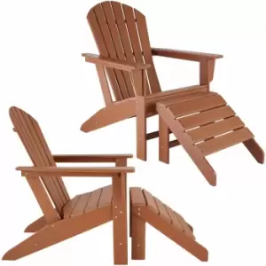 Image of Tectake Garden Chairs With Footstool In Adirondack Design Set Of 2 Brown