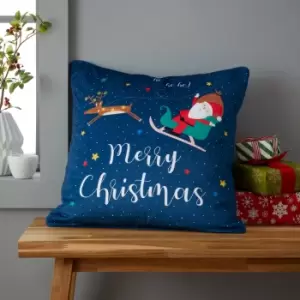 Image of Catherine Lansfield Santas Christmas Wonderland Cushion Navy