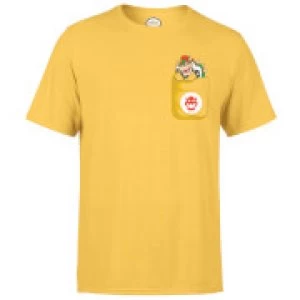 Image of Nintendo Super Mario Bowser Pocket Mens Yellow T-Shirt - M - Yellow