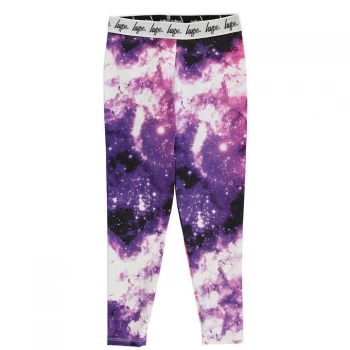 Image of Hype Pink Space Print Kids Leggings - Pink