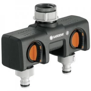 Image of GARDENA 8193-20 2-way splitter Hose connector, 30.3mm (1) IT, 24.2mm (3/4) IT with pressure regulator
