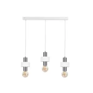 Image of Unica Bar Pendant Ceiling Light White, Silver, 60cm, 3x E27
