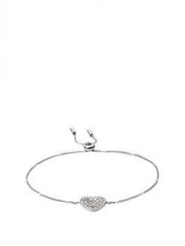 Image of Fossil Fossil Mother Of Pearl And Silver Tone Heart Toggle Bracelet