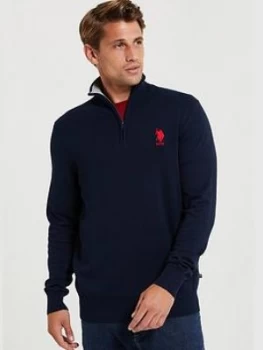 Image of U.S. Polo Assn. U.s Polo Assn Knit Classic 1/4 Zip, Navy, Size L, Men
