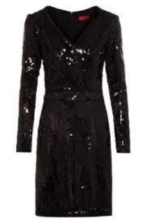 Image of Hugo Boss Sequin Wrap Dress Black Size S Women
