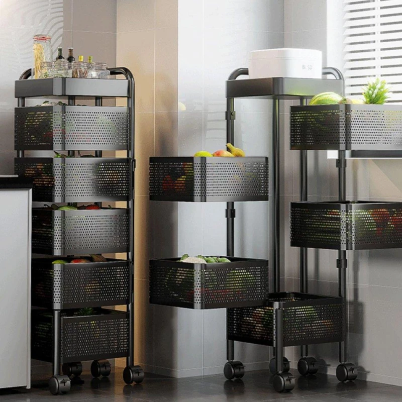 Image of LIFE IDEAS 6-Tier Kitchen Storage Rack with Wheels Black unisex One size