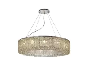 Image of Empire IL31371 85cm Round Ceiling Pendant Chandelier, 12 Light G9, Polished Chrome, Crystal