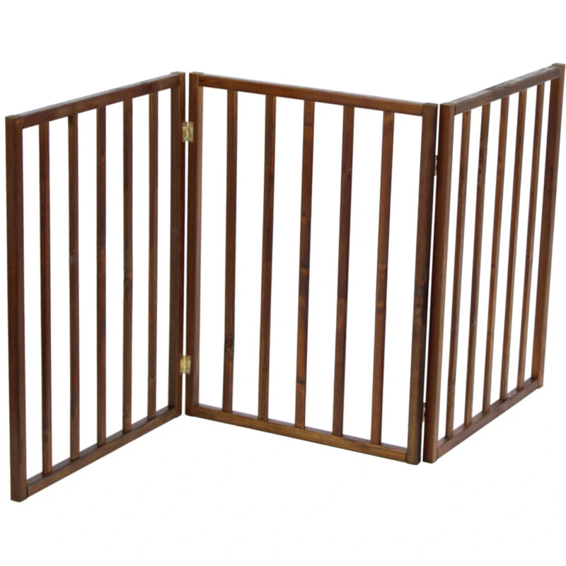 Image of Oypla Dog Safety Folding Wooden Pet Gate Barrier Dark Brown