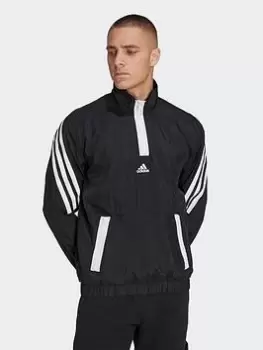 Image of adidas Future Icons 3-stripes Woven 1/4 Zip Sweatshirt, Black, Size S, Men