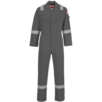 Image of Portwest FR21GRRS - sz S Flame Resistant Super Light Weight Anti-Static Coverall 210g - Grey