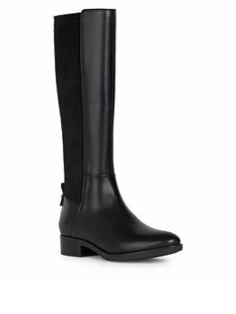 Image of Geox Felicity Stretch Back Knee Boots - Black, Size 5, Women