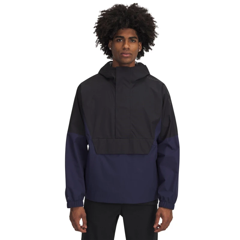 Image of Under Armour Mens Cloudstrike Waterproof Half-Zip Packable Rain Anorak Black male S